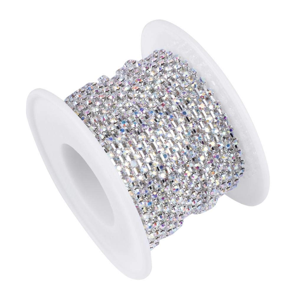 Crystal Rhinestone Close Chain Trimming Claw Chain Jewelry Crafts for DIY Decoration(ss16 Silver)