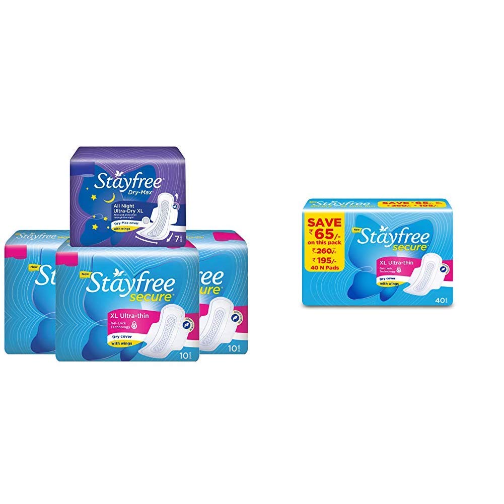 Buy Stayfree Secure XL Ultra Thin Sanitary Napkins with Wings, Extra