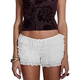 Women Ruffle Bloomers Y2k Lace Trim Lolita Pettipants Cute Layered Frill Pumpkin Bottom Shorts Sweet Booty Panties