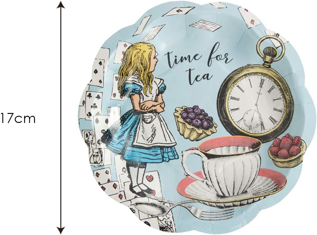 Talking Tables 12 x Blue Alice in Wonderland Small Plates Scalloped Edge Mad Hatter Tea Paper Plates Party Tableware Afternoon Tea Mother's Day Baby Shower Weddings 17cm - Image 3