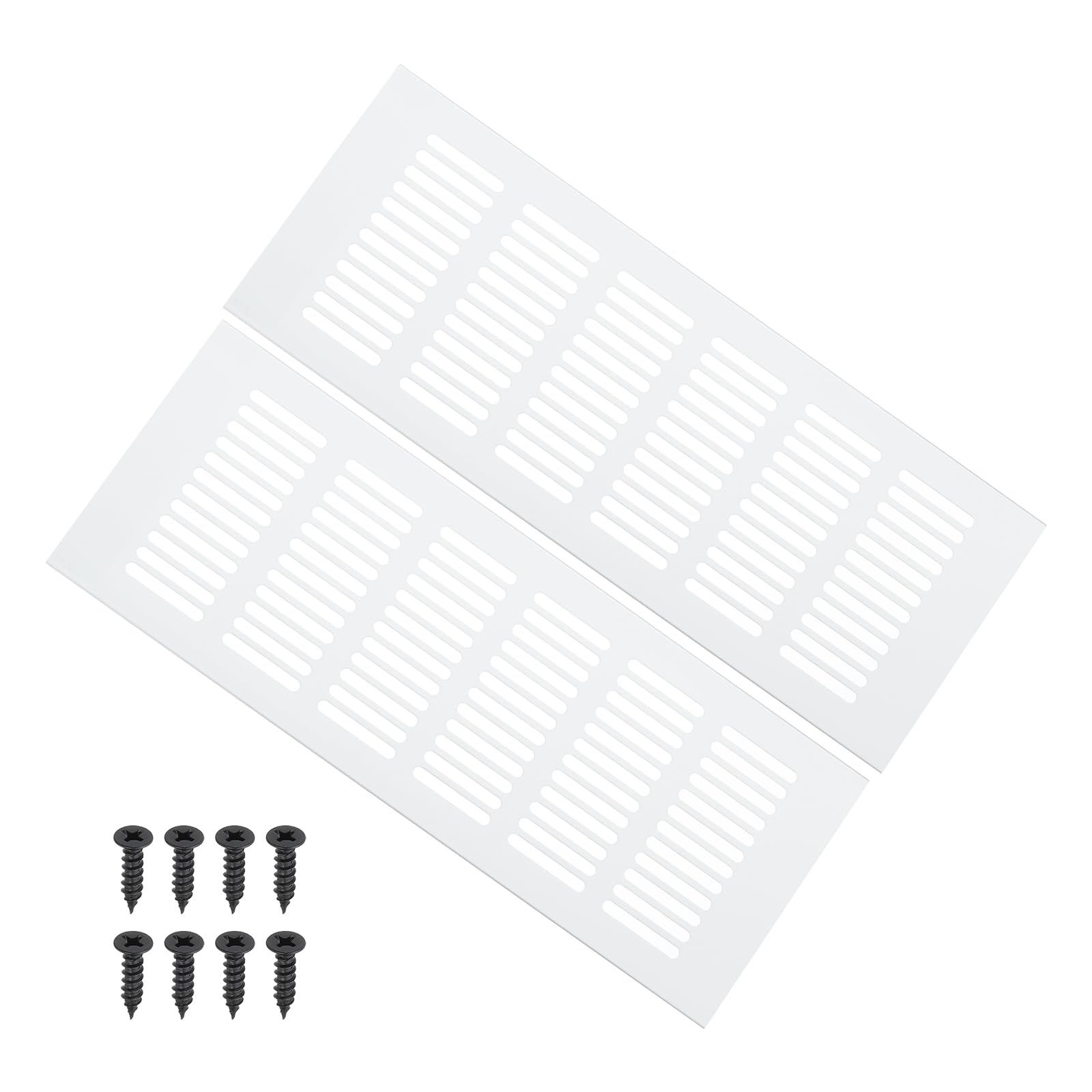 PATIKIL 10 x 4 Inch Door Air Vent Cover, 2 Pcs Heavy Duty Aluminum Grille Ventilation Cover Louvered with Mounting Screws for Cabinet Wardrobe Door, Silver — image 1