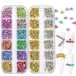 DANNEASY 2 Boxes/24 Grid Punk Nail Charm Mix-color