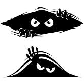 Stickios Peeking Monster Funny Car Decal, Bundle - Made in USA (2-Pack) | Bumper Stickers for Cars, Trucks, Golf Carts, Cover Dents & Scratches, White Eyes, Large Vinyl Car Sticker (11 x 4.25 inches)