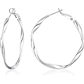 OOOPEL Gold Hoops Earrings for Women, Big 925 Sterling Silver Hoop Earrings Lightweight Hypoallergenic Sterling Silver Hoop Earrings for Women 30MM 40MM 50MM 60MM