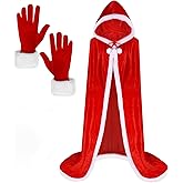 Santa Claus Costume Women Santa Cloak Velvet Hooded Cape and Gloves Mrs Claus Outfit Christmas Fancy Dress for Women