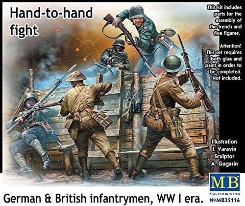 Masterbox 1:35 Scale Hand to Hand Fight/German and British Infantrymen/WWI Construction Kit (Grey) by Masterbox