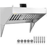 VEVOR Commercial Exhaust Hood, 4FT Food Truck Hood Exhaust, 201 Stainless Steel Concession Trailer Hood with 2 Detachable U-s