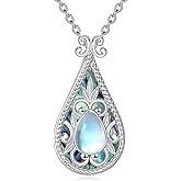 EKJQB 925 Sterling Silver Abalone Shell Pendant Necklace With Moonstone Boho Style Irish Celtic Necklace Birthday Jewelry Gifts For Women