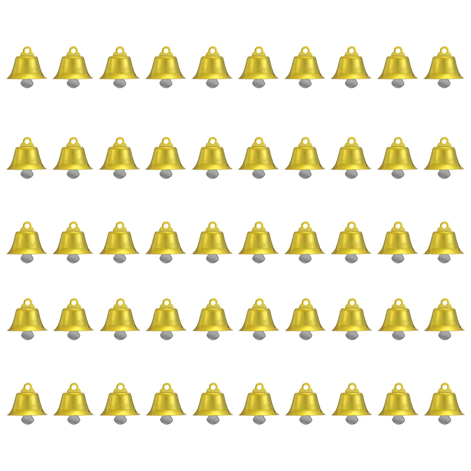 PATIKIL Mini Craft Bells, 50 Pcs Jingle Bells 0.9" Metal Hanging Bells for DIY Party Wedding Home Decoration Christmas, Yellow