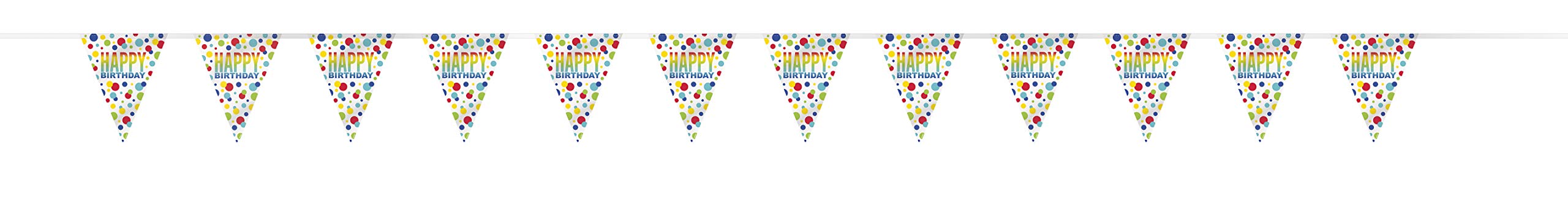 Vibrant Rainbow Spots Birthday Flag Banner (365cm) - Premium Colorful Plastic Party Decor - Perfect for Memorable Celebrations - 1 Pc