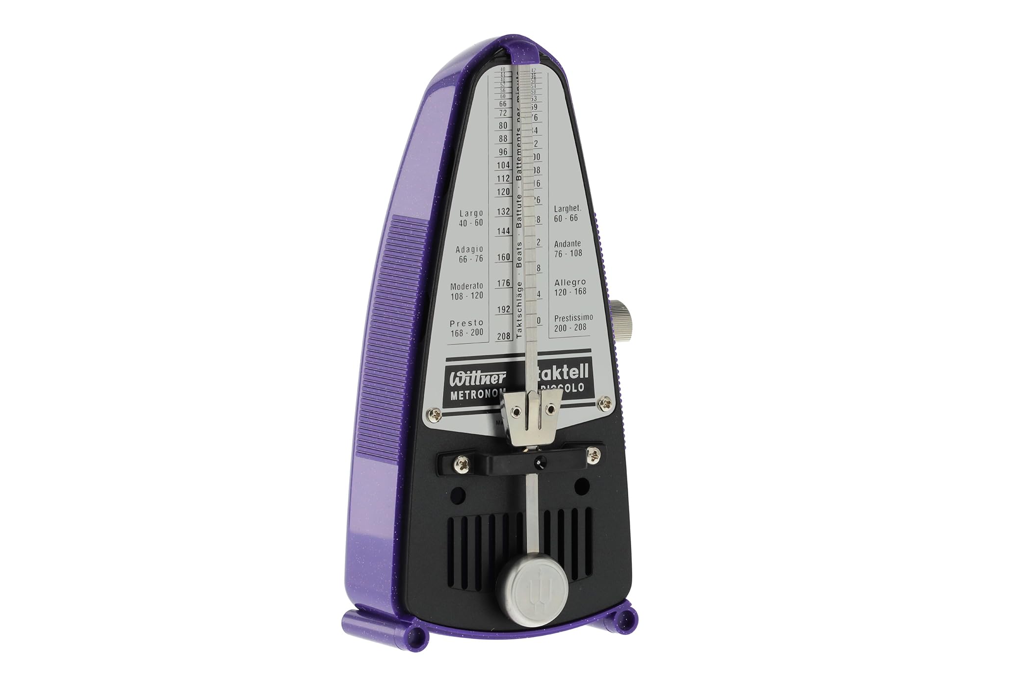 Wittner Metronome Taktell Piccolo Series 830 - Plastic casing - Without bell - Magic violet - Mechanically wound - No batteries required - Made in Germany
