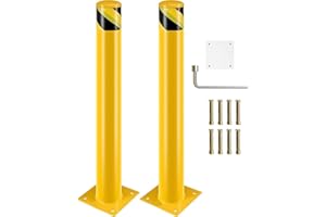 AYSIOFDY Safety Bollard Post, 42 Inch Height Steel Bollards, 4.5 Inch Diameter Parking Bollard, Yellow Powder Coated Safety Parking Barrier Post, for Traffic Sensitive Areas (2 PCS, 42 inch)