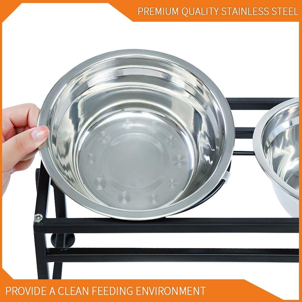 Kitchen & Dining : FOREYY Adjustable Raised Pet Bowls for Dogs and Cats - Elevated Iron Dog Cat Pet Food and Water Feeder Stand with 2 Stainless Steel Bowls and Anti Slip Feet for Small Medium Large Dogs (Medium) : 