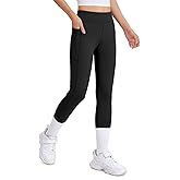 JOCMIC Girls Fleece Lined Leggings Athletic Winter Pants for Kids Warm High Waist Yoga Pant with Pockets