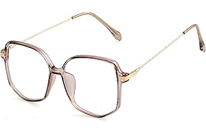 Teumire Oversized Square Blue Light Blocking Glasses for Women Men TR90 Ultralight Nerd Frames Clear Lens Computer Eyewear