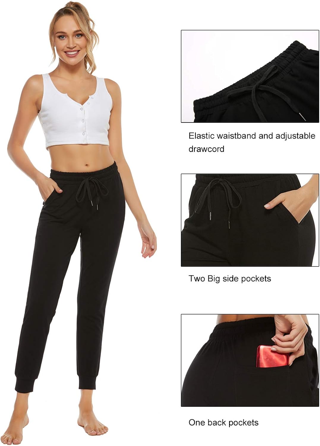 STELLE Women's Sweatpants Yoga Joggers Athletic Workout Track Pants with Pockets at  Women’s Clothing store