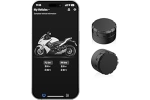 Moman Motorcycle Tire Pressure Monitoring System, Upgraded Version Motorbike TPMS Sensors Set of 2, Tire Pressure and Temperature Alarm, Wireless Tire Pressure Sensor, Support iOS & Android