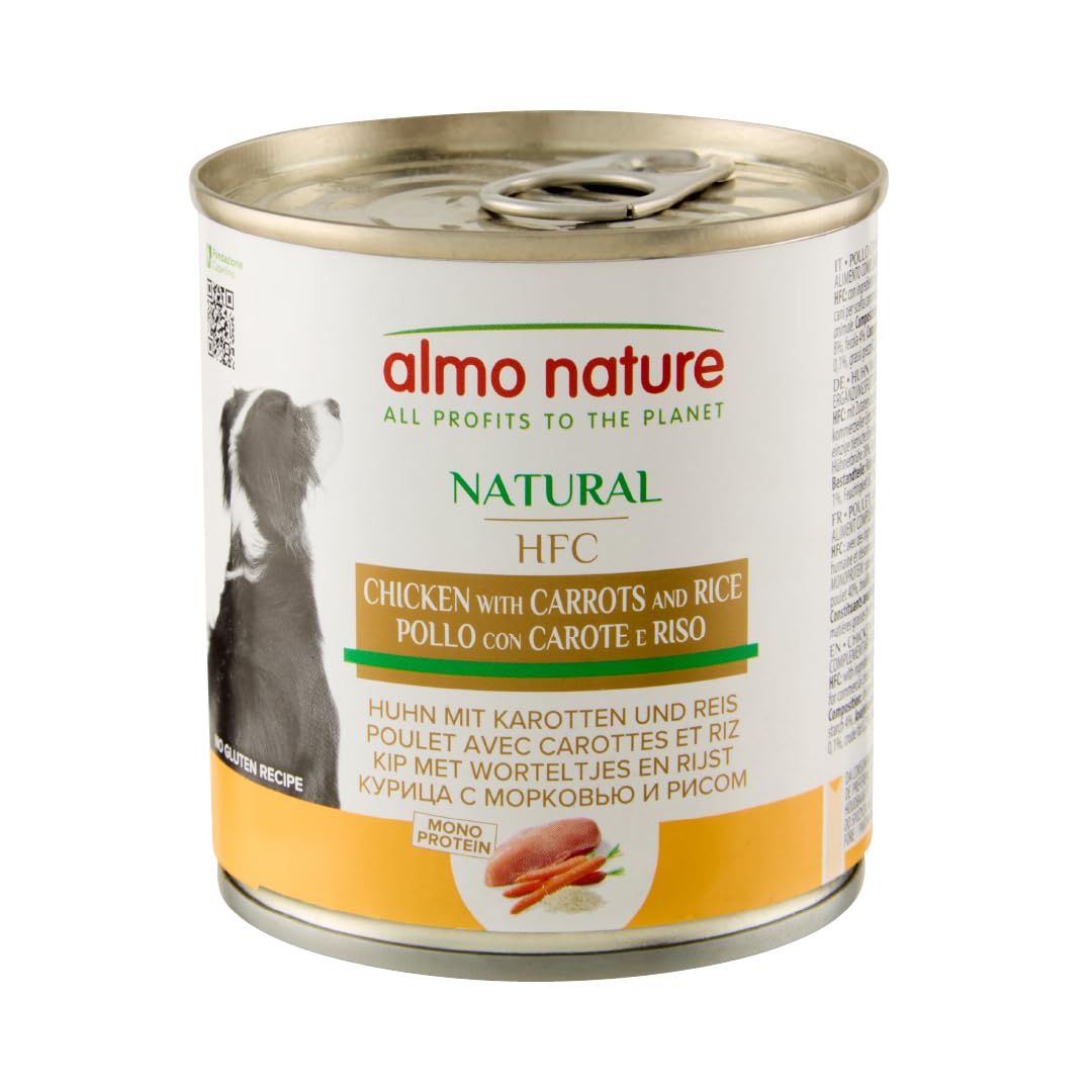 almo nature HFC Wet Dog Food, Cuisine Chicken with Carrots and Rice, 280 g, Pack of 12, Transparent