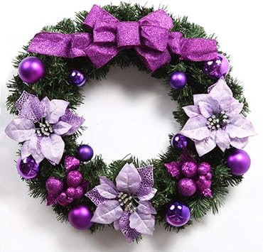 Amazon De Gjm Weihnachtsgirlande Lila Weihnachtsdekorationen Kranz Tur Hangen Ornamente