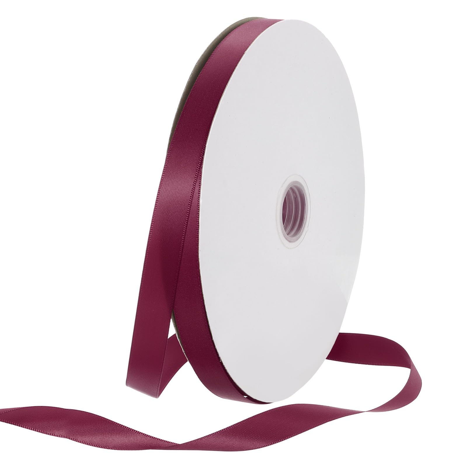 Rebower 15mm Satin Ribbon 46m Thick Double Face Grosgrain Silk Ribbon, [for Gift Wrapping, Hair Bows, Wedding, Cake, Flower] - 50 Yard/150ft/ Dark Red