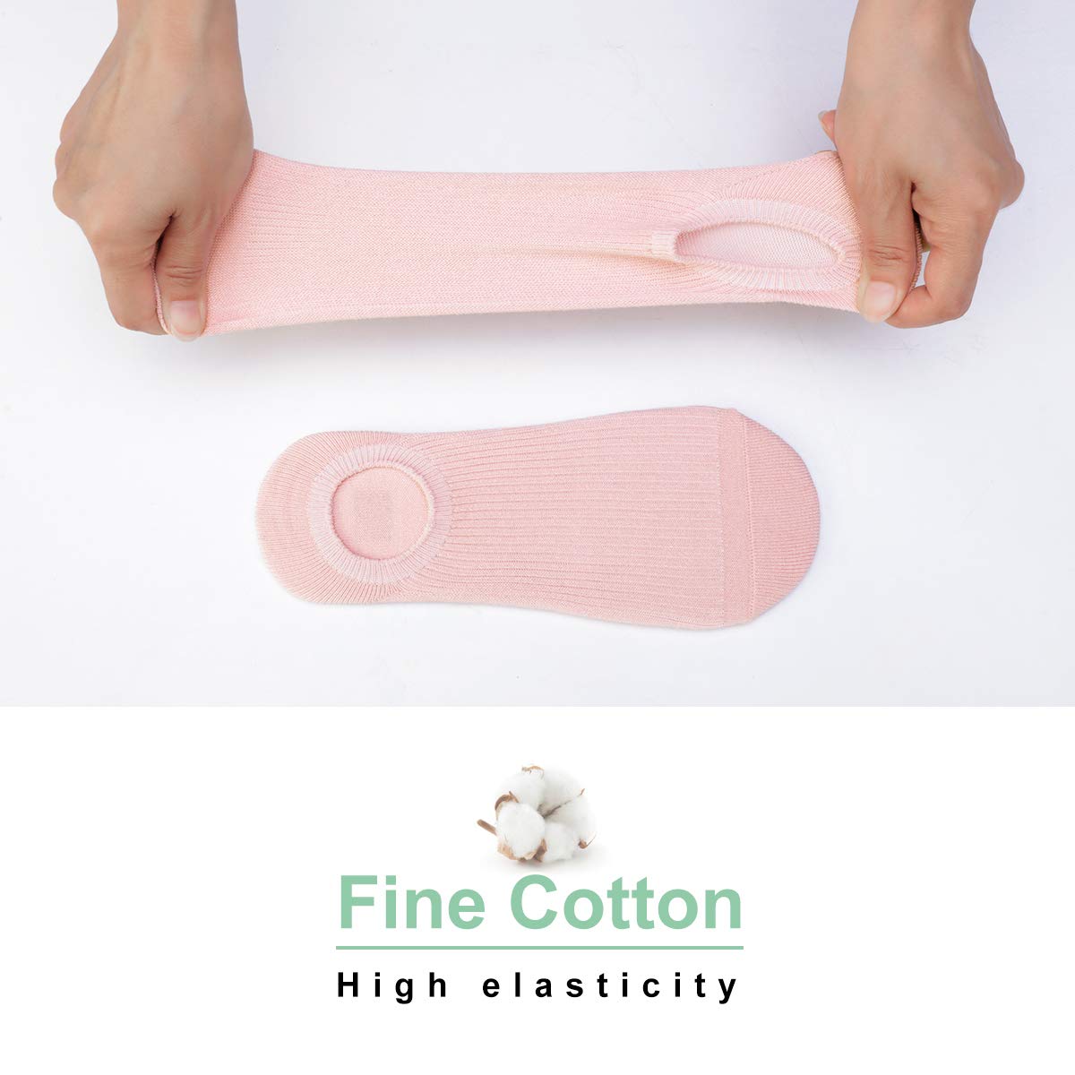 Casual No Show Socks Women Non Slip- Knitted Cotton Ankle Socks Invisible Sneakers Flat Liner Socks 6 Pairs