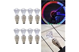 JRSHOME 8Pack New Version LED Flash Light Bike Bicycle Car Wheel Motorcycle Tire Valve Cap Neon Lamp (Gemstone, Multicolor)