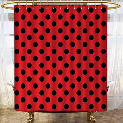 Anhounine Red And Black Shower Curtains Digital Printing Retro