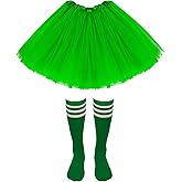Haakong 80s Women Tutu Costume Accessories Layered Tulle Tutu Skirt with Tube Socks for Women Adults Halloween Mardi Gras