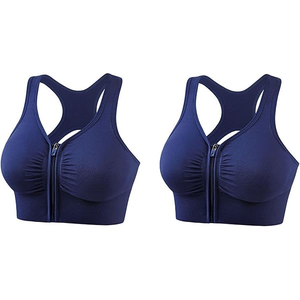 WANAYOU 3-Pack Women's Zip Front Sports Bra | Wireless, Post-Surgery & Yoga Bra | Solid Colors