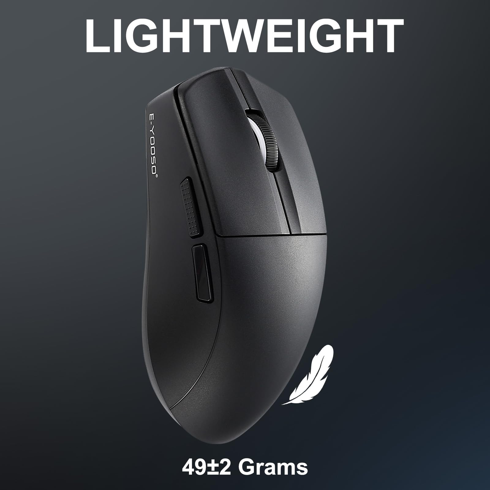 HUO JI E-YOOSO Wireless Gaming Mouse, 49g Superlight, Bluetooth 5.1/2.4G/Wired, 26,000 DPI, 5 Programmable Buttons, 150 Hr Rechargeable Battery, Software Support for PC, Mac, Black
