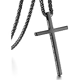 Stainless Steel Cross Ankh Necklace Men Women - 18K Gold Plated Crucifix Bible Verse Philippians Pendant - Christian Egyptian Religious 3mm Rolo Chain Jewelry Present