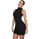 Floerns Women's Sleeveless Turtleneck Party Mini Bodycon Dress