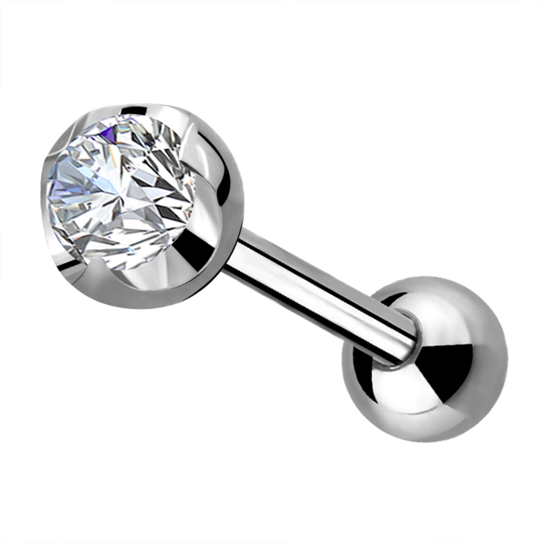 Melighting 16G Titanium Helix Earring Stud Cartilage Earring with Shinny CZ 3mm 4mm 5mm Helix Piercing Jewellery Tragus Earring Conch Piercing Studs Upper Lobe Earring Mens Stud Earring — image 1