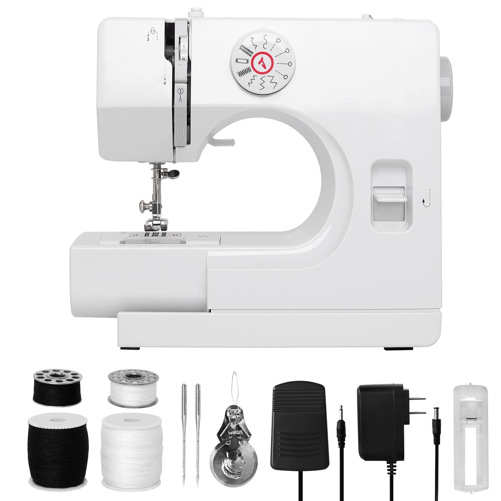 WENMILY Sewing Machine Upgraded Multi-function Sewing Machine with12 Stitches, Double Thread, 2 Speeds, Reverse Sewing,Mini Portable for Beginners