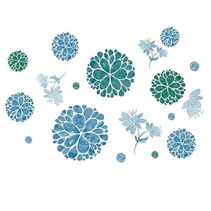 RW-9060 Removable Flower Wall Decal Floral Wall Sticker 3D Blue Hydrangea Peel and Stick DIY Home Wall Art Decor for Girls Teens Bedroom Baby Kids Nursery Room Living Room Bathroom Wall Decoration