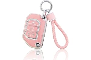 YO&YOYE for Jeep Key Fob Cover with Keychain, Pink Soft TPU Key Case Protection Fit for 2018-2022 Jeep Gladiator Wrangler Sahara Rubicon