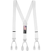 HOLD'EM Tuxedo Suspenders for Men Black Genuine Leather Button End 1.25 Inches Mens Braces Suspenders