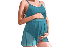 Harssidanzar Maternity Bikini Set Two Piece Swimsuit Sheer Mesh Maternity Bathing Suits Suit Swimwear KL303US