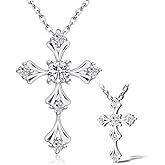 URTHEONE Moissanite Cross Necklace for Women, 925 Sterling Silver 14KGold Plated Necklaces with Sparkling Moissanite Pendant, Faith Women's Jewelry, Trendy Gift for Women Mom Friend