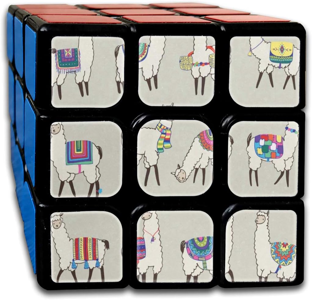Speed Cube Vintage Retro Peru Lama Amazing 3 x 3 Magic Cube For Children Intelligence Toy (Sticker)