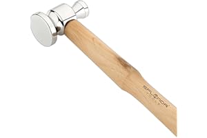Splenor Tools Steel Two-Sided Flat Face Chasing Hammer - Ergonomic 10.5" long Wooden Handle - 1" Face & 3 Ounce Steel Head - Jewelry Making Metalworking Stamping Riveting Flattening