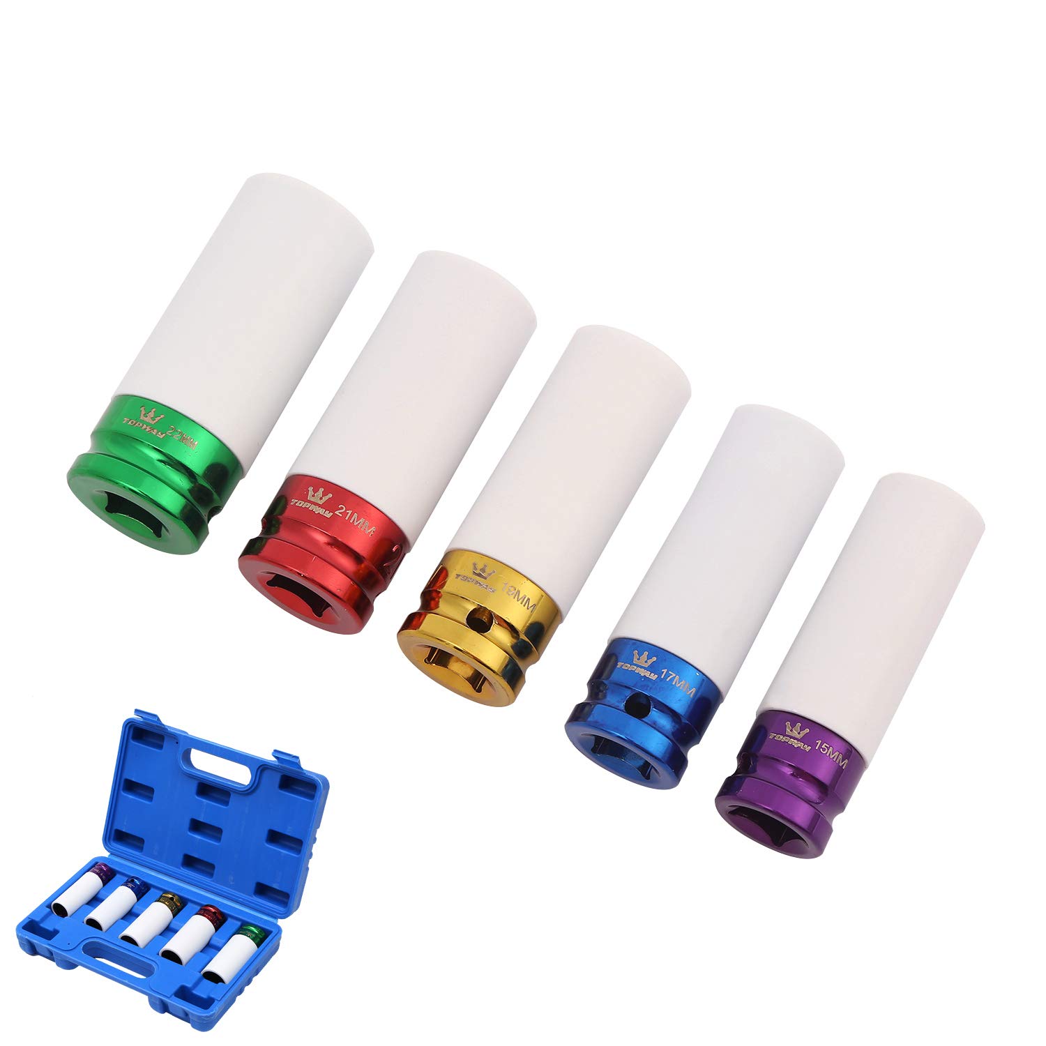 TOPWAY Alloy Wheel Impact Socket Set 5pc 1/2" Sq Drive