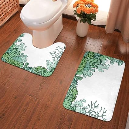 Cactus Decor - Juego de alfombras y alfombrillas de baño, diseño de