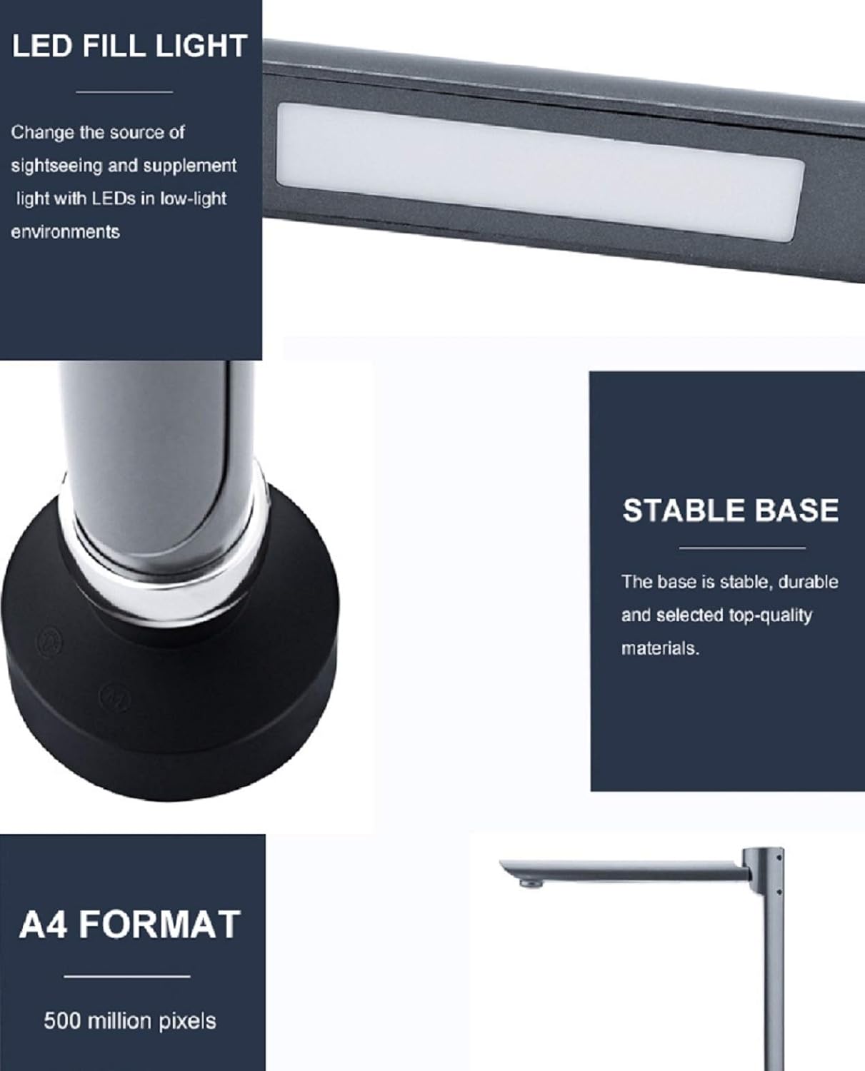 Document Camera for Teachers, USB Portable High-Definition Scanner, with Real-time Projection Recording Features, OCR Multi-Language Recognition, A4 Format, for Distance Learning, Office and Classroom : Electronics