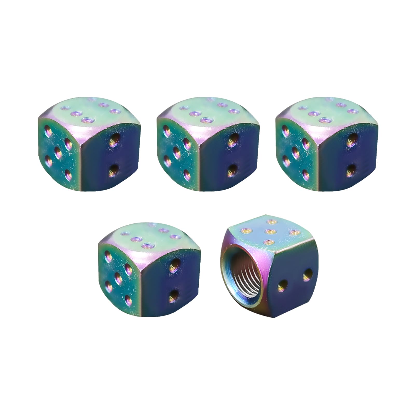 Photo 1 of Ziciner 5 PCS Dice Style Tire Valve Stem Caps, Aluminum Dice Car Valve Stem Covers, Leakproof Auto Tire Dust Caps, Universal Vehicle Exterior Accessories for SUVs Trucks Motorcycles (Colorful)