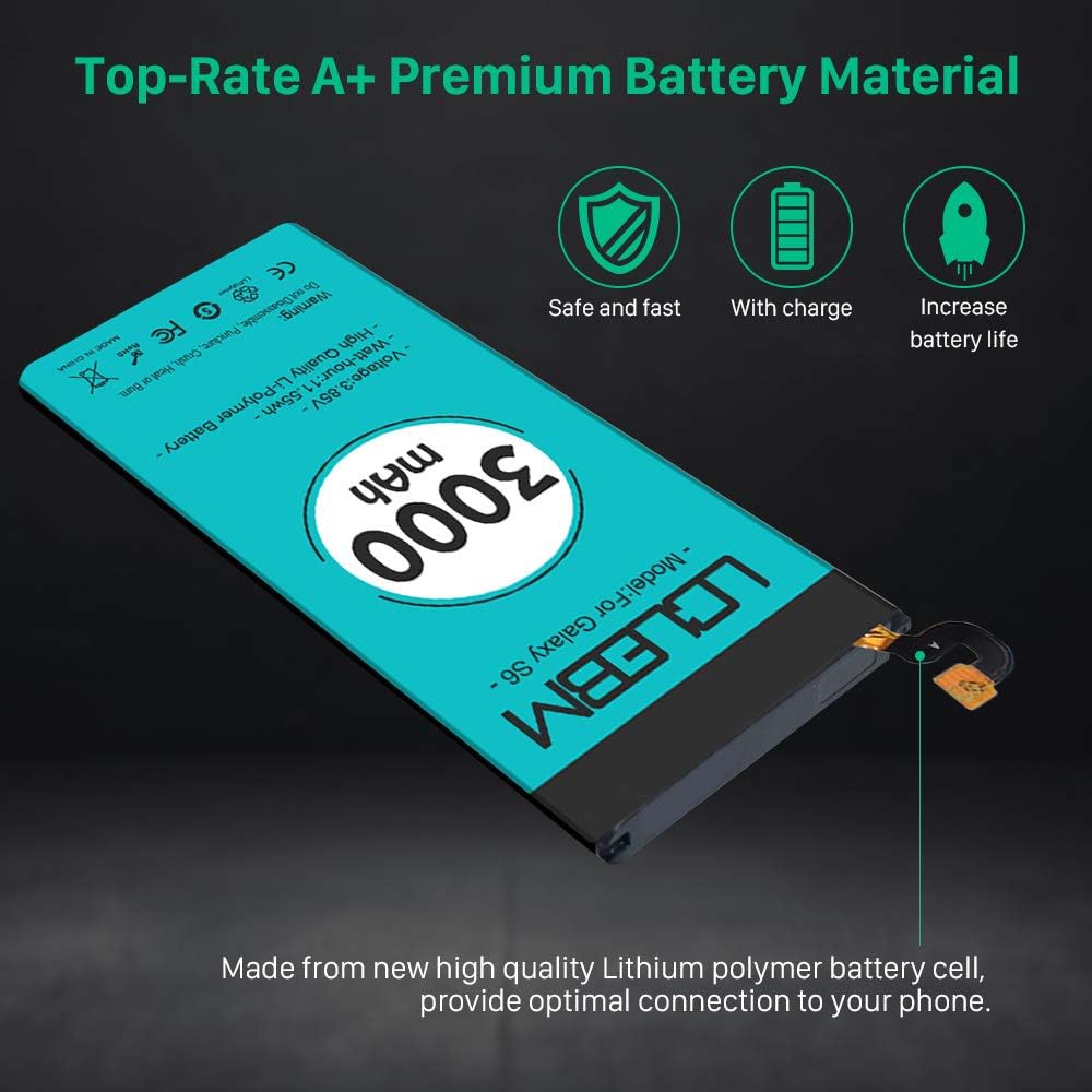 Galaxy S6 Battery [3000mAh] S6 Battery LCLEBM Upgrade New 0 Cycle Battery Replacement for Samsung Galaxy S6 EB-BG920ABE G920A G920T G920V G920P S6 Battery Replacement with New Replacement Kits: Home Audio & Theater