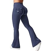 YEOREO CoreFlex Flare Leggings with Pockets for Women Scrunch Workout Leggings Butt Lifting Gym Yoga Pants
