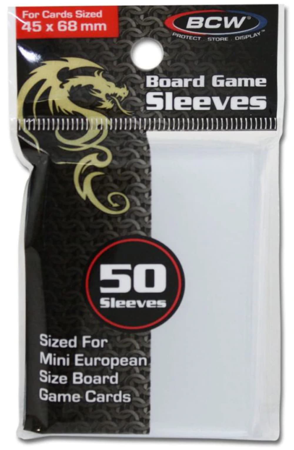 BCW 1 (One) Pack Gaming Board Game Sleeves - 45 mm X 68 mm