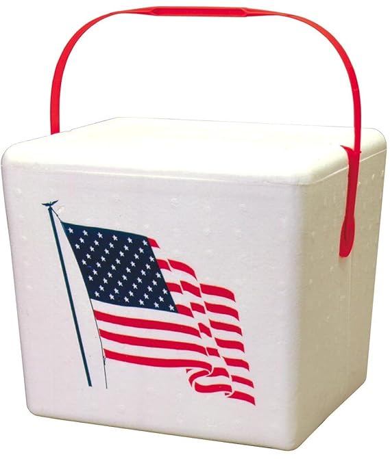 Lifoam 17449 American Flag Styrofoam Ice Chest, Premium
