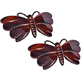 Parcelona French Cute Butterfly Tortoise Shell Brown Small 2 3/4” Celluloid Set of 2 Hair Clip Barrettes for Women and Girls